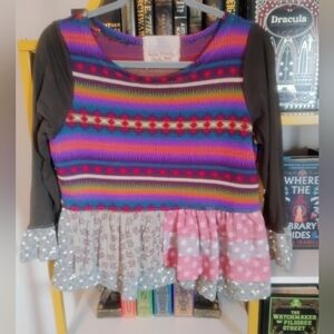 Cottagecore Ian Mosh Boho Peplum Polka Dot Ruffle Blouse